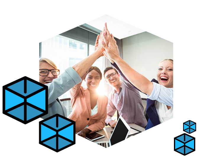 Equipo de trabajo usando QUBIC